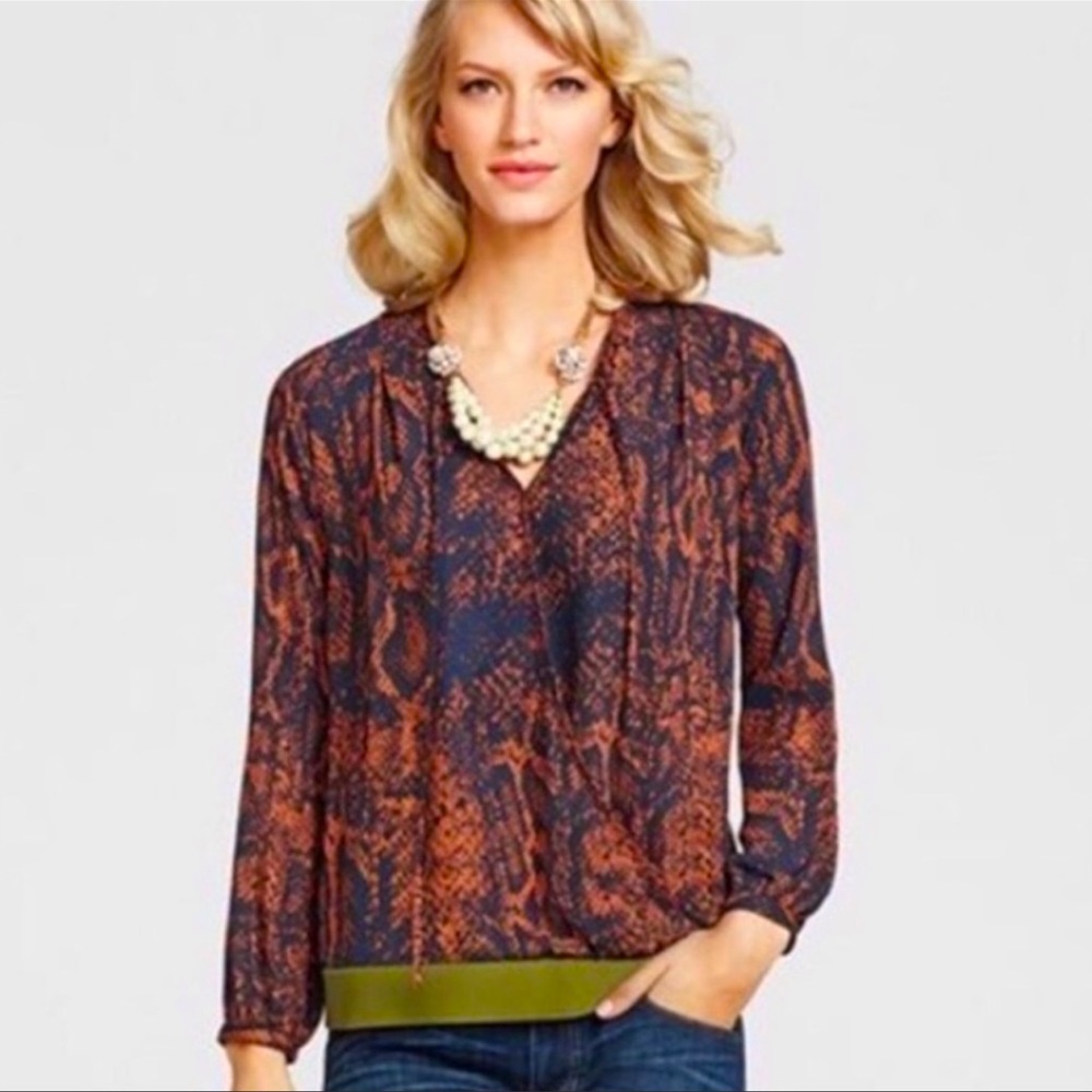 Cabi Border Wrap Snake Skin Blouse Style 101 Size XS